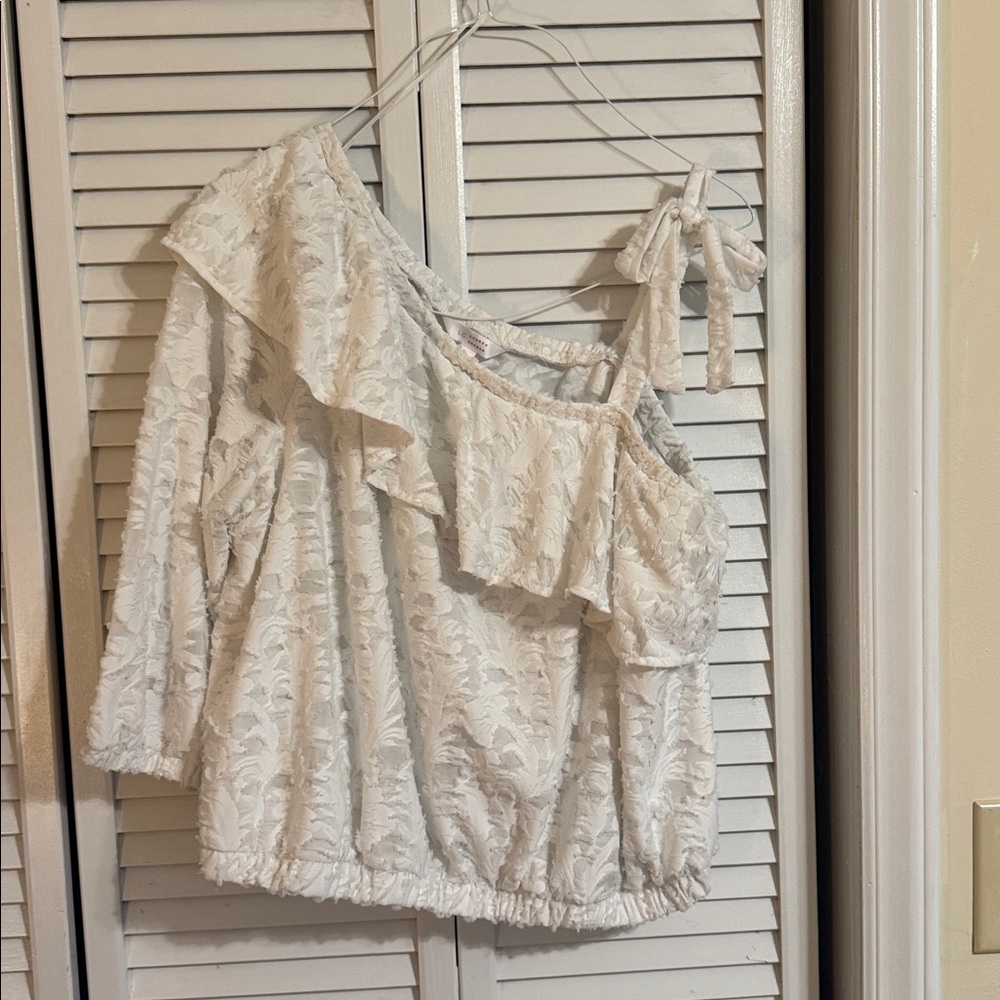 LC Lauren Conrad Cream Textured Top